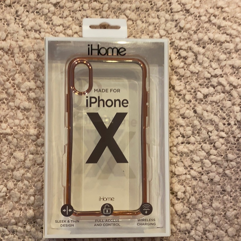 iHome iPhone XR case clear w/rose goldish/pink